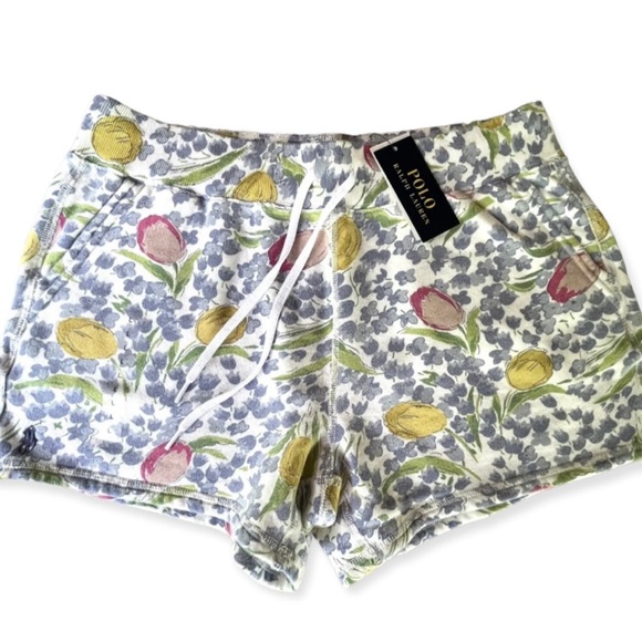 Polo Ralph Lauren Pants - Polo Ralph Lauren Women's Tulip Drawstring Shorts Blue Lilac & Yellow XXL NWT